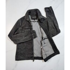 John Varvatos Denim Zipper Trucker Jacket Black Size 48